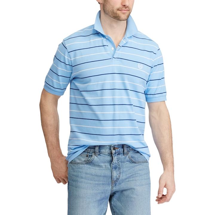 Men's Chaps Classic-fit Striped Pique Polo, Size: Large, Blue