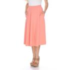 Women's White Mark Solid Midi Skirt, Size: Xl, Brt Orange