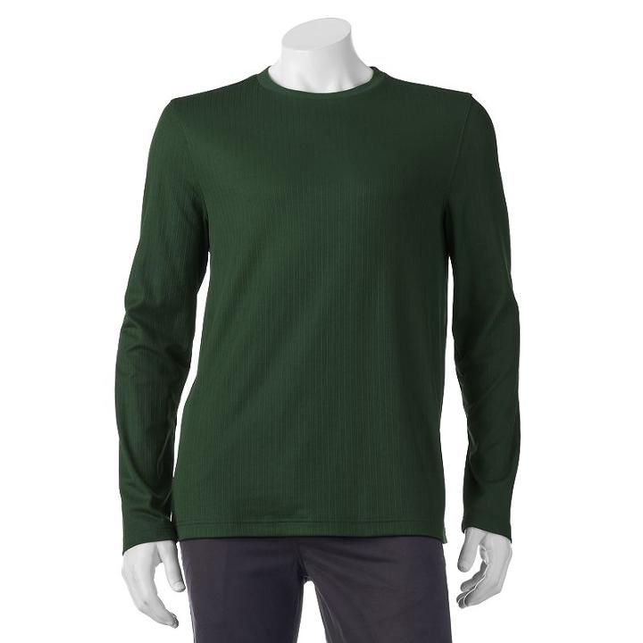 Men's Croft & Barrow&reg; Classic-fit Ribbed Crewneck Sweater, Size: Medium, Dark Green