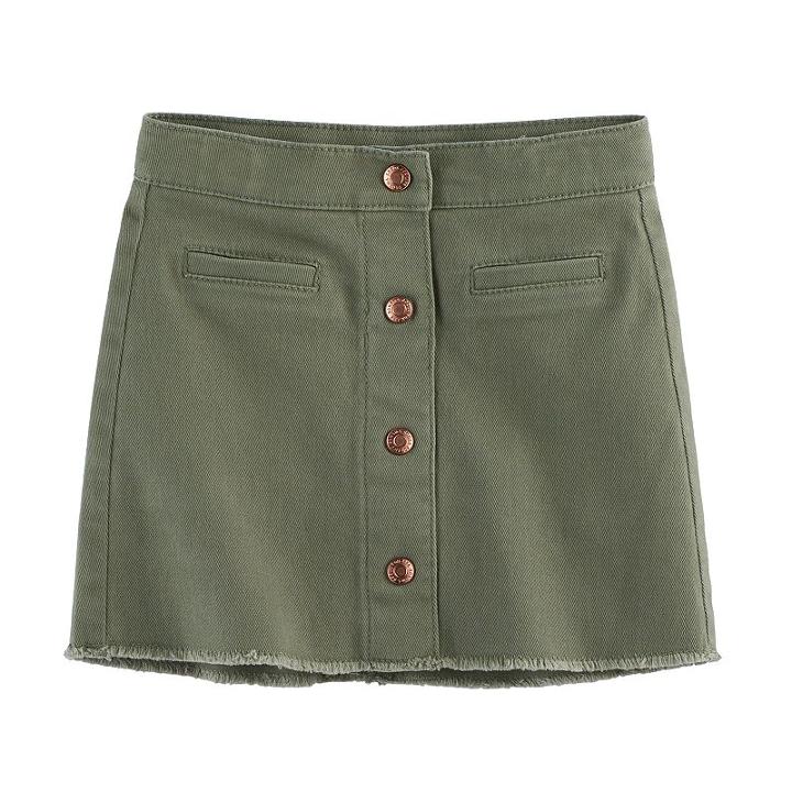 Girls 4-12 Sonoma Goods For Life&trade; Frayed-hem Skort, Size: 12, Med Green