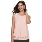 Women's Elle&trade; Print Split-front Tank, Size: Xs, Light Pink