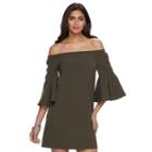 Women's Jennifer Lopez Lace Up Off-the-shoulder Shift Dress, Size: Medium, Green