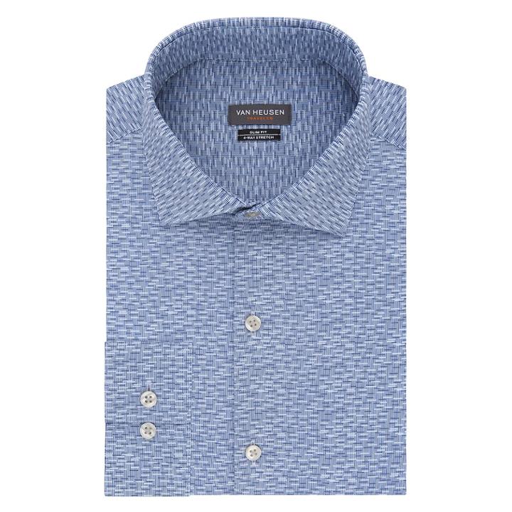Men's Van Heusen Traveler Slim-fit 4-way Stretch Dress Shirt, Size: M-32/33, Med Blue