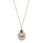 Glittery Filigree Teardrop Pendant Necklace, Women's, Light Pink