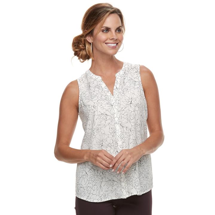 Women's Apt. 9&reg; Pleated Georgette Tank, Size: Medium, Natural
