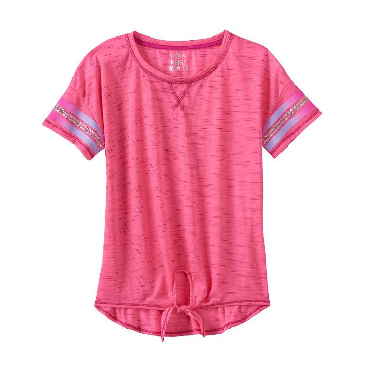 Girls 7-16 So&reg; Tie Front Space-dye Tee, Girl's, Size: 10, Dark Pink
