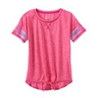 Girls 7-16 So&reg; Tie Front Space-dye Tee, Girl's, Size: 10, Dark Pink