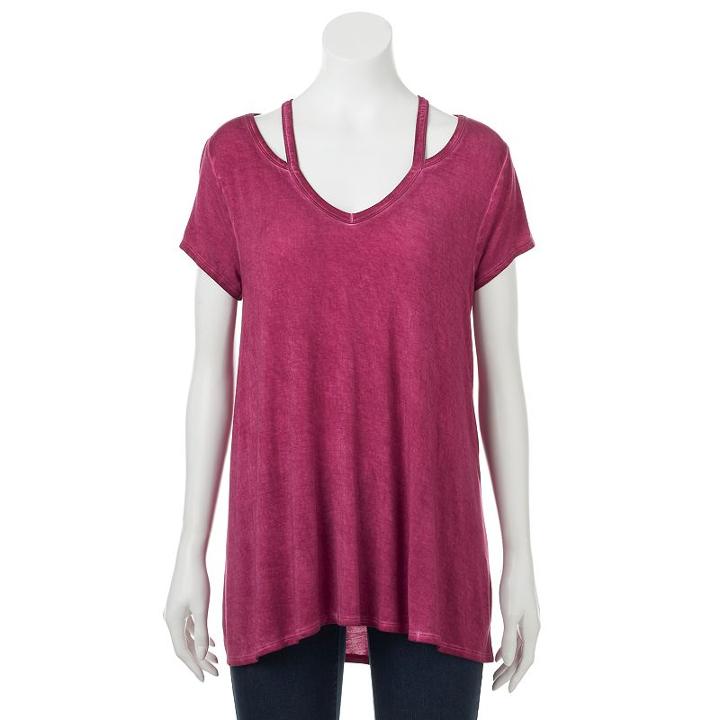 Women's Olivia Sky Cutout Tee, Size: Medium, Drk Purple