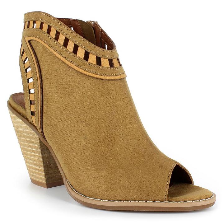 Dolce By Mojo Moxy Maddie Women's Peep-toe Ankle Boots, Girl's, Size: 9.5, Beig/green (beig/khaki)