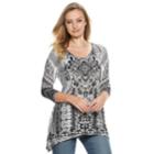Women's World Unity Shark-bite Printed Tunic, Size: Small, Grey