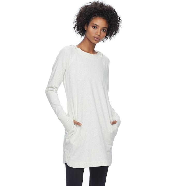 Women's Tek Gear&reg; Hooded Long Sleeve Dress, Size: Medium, Light Grey