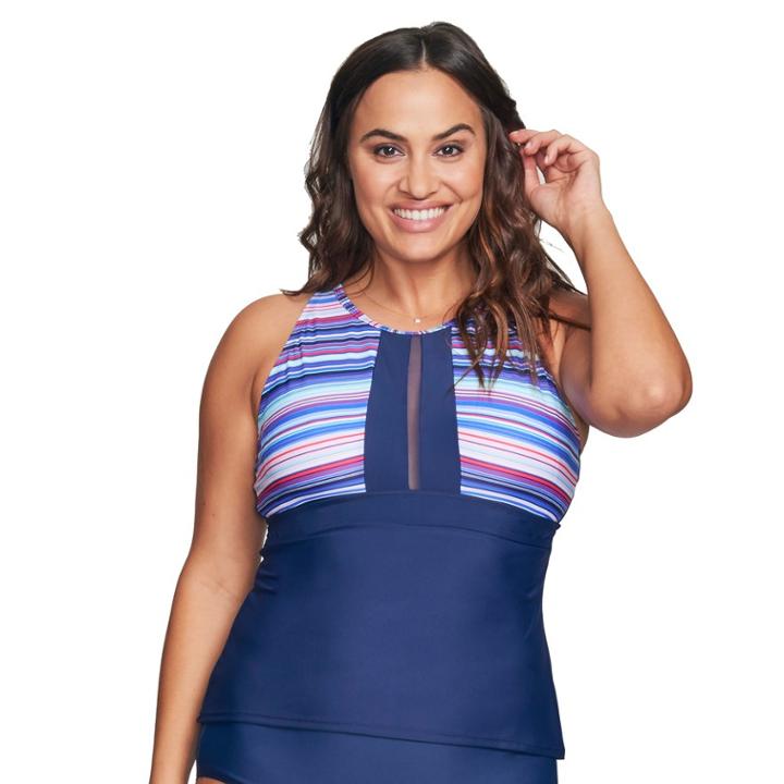 Plus Size Mazu Swim High-neck Tankini Top, Women's, Size: 18 W, Parasol Multi