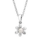Little Diva Diamonds Sterling Silver Diamond Accent And Simulated Pearl Flower Pendant Necklace - Kids, Women's, Size: 16, White