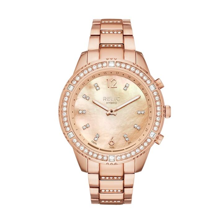 Relic Women's Eliza Connected Hybrid Crystal Stainless Steel Smart Watch - Zrt1002, Size: Medium, Pink