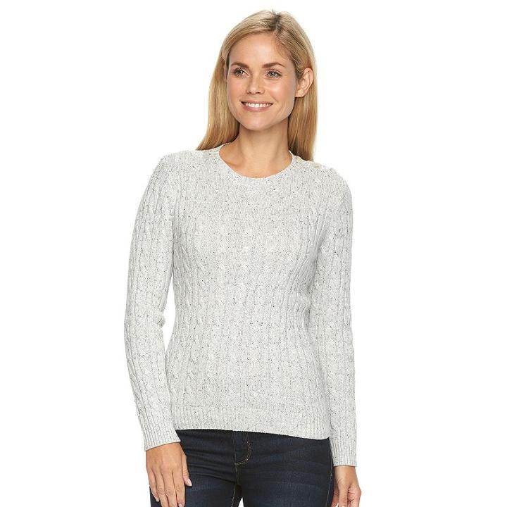 Plus Size Croft & Barrow&reg; Cable-knit Crew Sweater, Women's, Size: 3xl, Grey