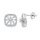 Starlight Silver Plated Cubic Zirconia Cushion Stud Earrings, Women's, White
