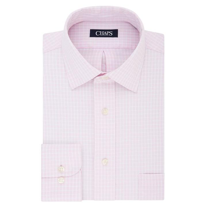 Men's Chaps Regular-fit Stretch Spread-collar Dress Shirt, Size: 16.5 36/37, Pink