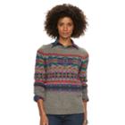 Women's Chaps Fairisle Crewneck Sweater, Size: Large, Grey