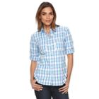 Plus Size Croft & Barrow&reg; Roll-tab Shirt, Women's, Size: 3xl, Turquoise/blue (turq/aqua)
