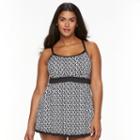 Plus Size Apt. 9&reg; Bust Enhancer Geometric Swimdress, Women's, Size: 3xl, Black