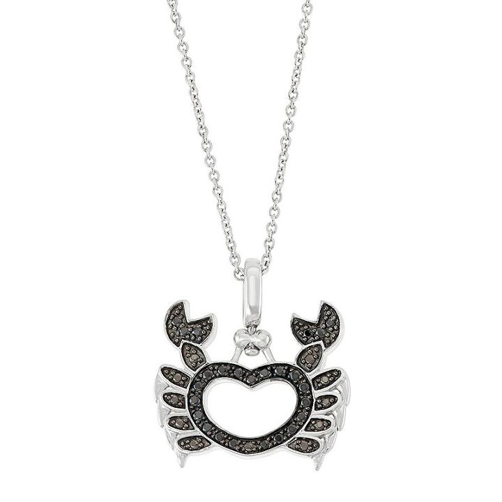 Sterling Silver 1/4 Carat T.w. Black & White Diamond Crab Pendant Necklace, Women's, Size: 18