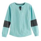 Plus Size Girls 7-16 So&reg; French Terry Glitter Lace-up Pullover, Size: 14 1/2, Blue