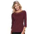 Women's Croft & Barrow&reg; Crochet Top, Size: Large, Dark Red