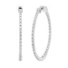 14k White Gold 1 Carat T.w. Diamond Inside-out Hoop Earrings, Women's