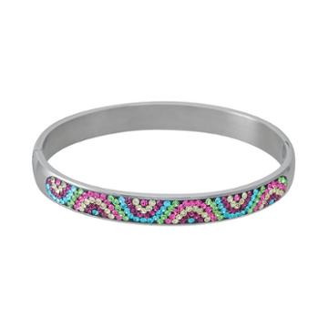 Silver Radiance Crystal Stainless Steel Wavy Bangle Bracelet, Women's, Multicolor