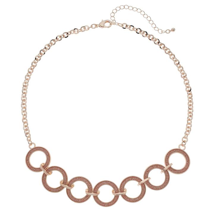 Glitter Circle Necklace, Women's, Light Pink