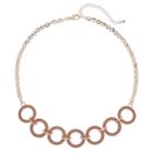 Glitter Circle Necklace, Women's, Light Pink