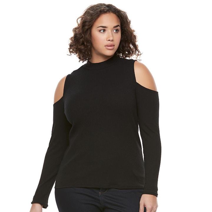 Juniors' Plus Size So&reg; Mockneck Cold-shoulder Top, Girl's, Size: 2xl, Black
