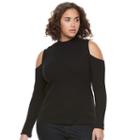 Juniors' Plus Size So&reg; Mockneck Cold-shoulder Top, Girl's, Size: 2xl, Black