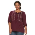 Plus Size Design 365 Lace Embroidery Shirt, Women's, Size: 1xl, Red Overfl