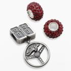 Insignia Collection Nascar Dale Earnhardt Jr. Sterling Silver 88 Steering Wheel Charm And Crystal Bead Set, Women's, Red