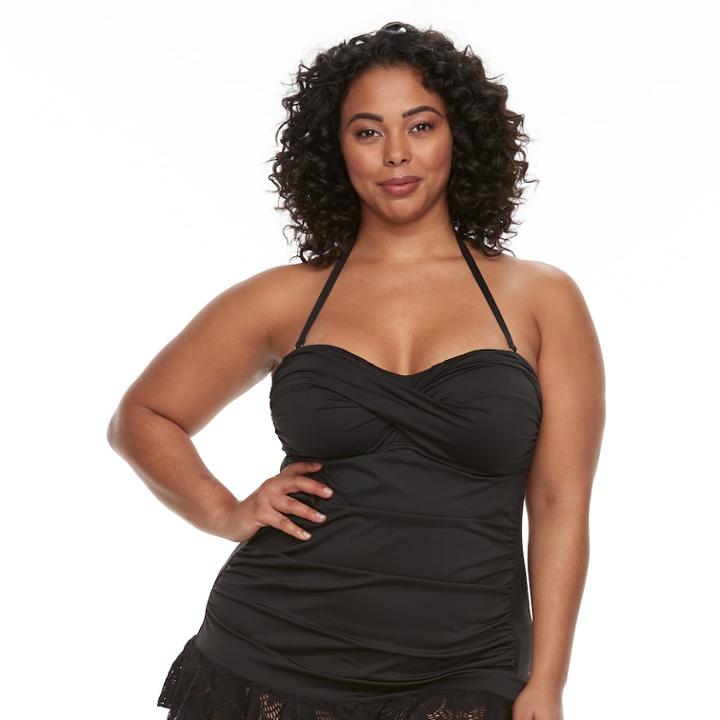 Plus Size Apt. 9&reg; Lace Hem Swimdress, Women's, Size: 1xl, Black