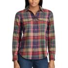 Women's Chaps Plaid Button-down Work Shirt, Size: Large, Purple Oth