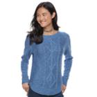 Juniors' So&reg; Shirttail Cable-knit Sweater, Teens, Size: Medium, Med Blue