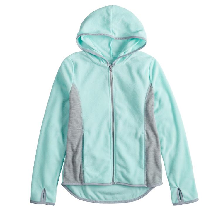 Girls 7-16 & Plus Size So&reg; Hooded Microfleece Jacket, Size: 20 1/2, Light Blue