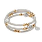 Jennifer Lopez Two Tone Beaded Mesh Coil Bracelet, Women's, Silver