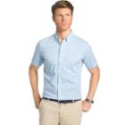 Men's Izod Advantage Shadow Classic-fit Gingham-plaid Button-down Shirt, Size: Medium, Brt Blue