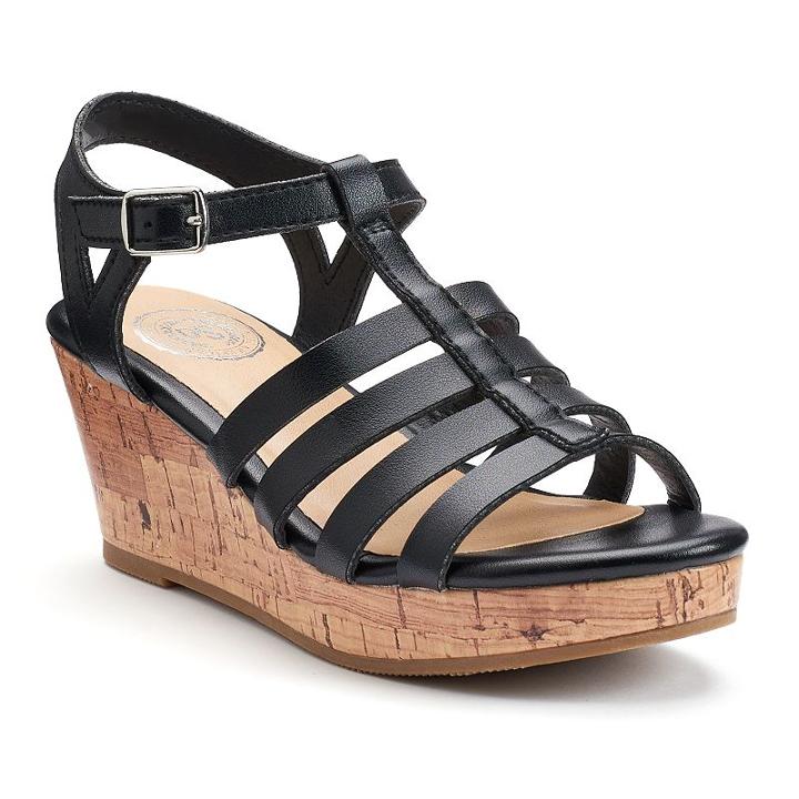 So&reg; Maple Girls' Wedge Sandals, Girl's, Size: 1, Black