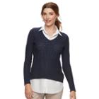 Women's Croft & Barrow&reg; 2-fer Sweater, Size: Small, Dark Blue