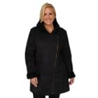 Plus Size Excelled Hooded Faux-shearling Jacket, Women's, Size: 1xl, Black