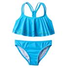 Girls 7-16 Freestyle Revolution Perforated Medallion Tankini Swimsuit Set, Girl's, Size: 12, Dark Blue