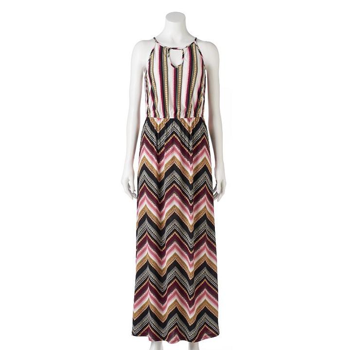 Juniors' Trixxi Chevron Halter Maxi Dress, Teens, Size: Large, Oxford