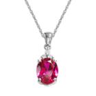 10k White Gold Lab-created Ruby And Diamond Accent Pendant, Women's, Size: 18, Red