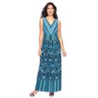 Petite Suite 7 Pleated Ikat Maxi Dress, Women's, Size: 8 Petite, Blue Other