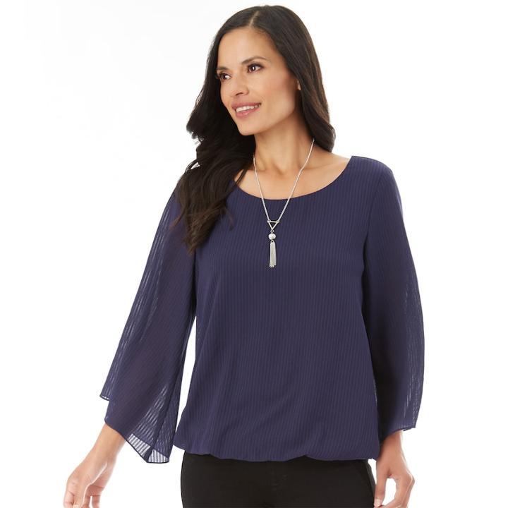 Women's Apt. 9® Chiffon Bell Sleeve Top, Size: Xl, Blue (navy)