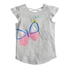 Girls 4-10 Jumping Beans&reg; Butterfly Graphic Crisscross Back Slubbed Tee, Size: 8, Light Grey